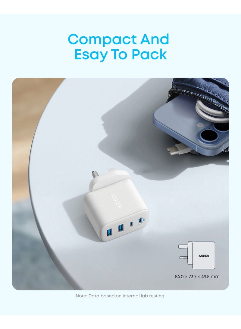 Anker Zolo USB C Charger Block, 4-Port Wall Adapter with 50W Max Output, 2 USB-C and 2 USB-A, Compact and Stable, For iPhone 17/16 Series, iPad, Galaxy, and More (White, Cable Not Included) - Image 3